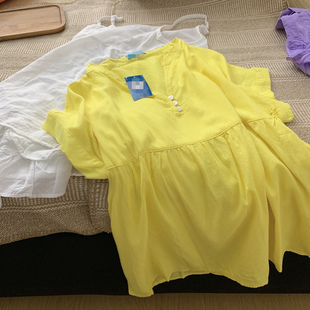 中老年新中式宽松大码女装夏凉快亚麻棉衬衫文艺棉麻茶服短袖上衣