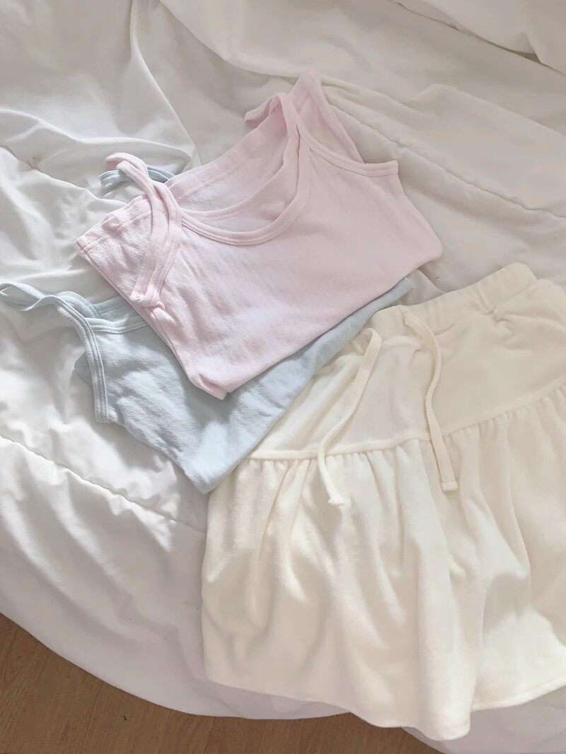 纯棉吊带背心女纯欲少女芭蕾风蝴蝶结全棉打底衫内搭甜妹上衣夏
