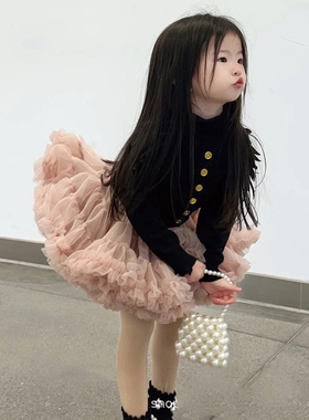 翅膀女童针织纯棉开衫春秋季外套配tutu上衣兔兔裙上装凸凸裙套装