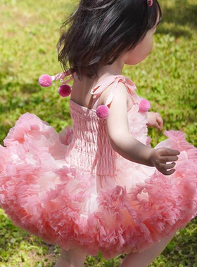 女宝宝兔兔裙公主吊带tutu蛋糕蓬蓬裙周岁生日礼服儿童六一演出服