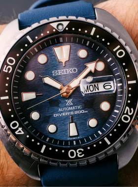 全国联保 精工海洋魔鬼鱼蓝宝石武士鲍鱼自动机械男手表SRPF77K1