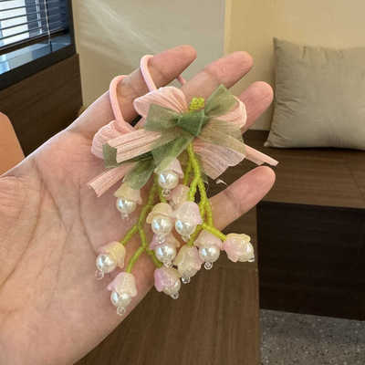 铃兰花手工编织粉色法绳