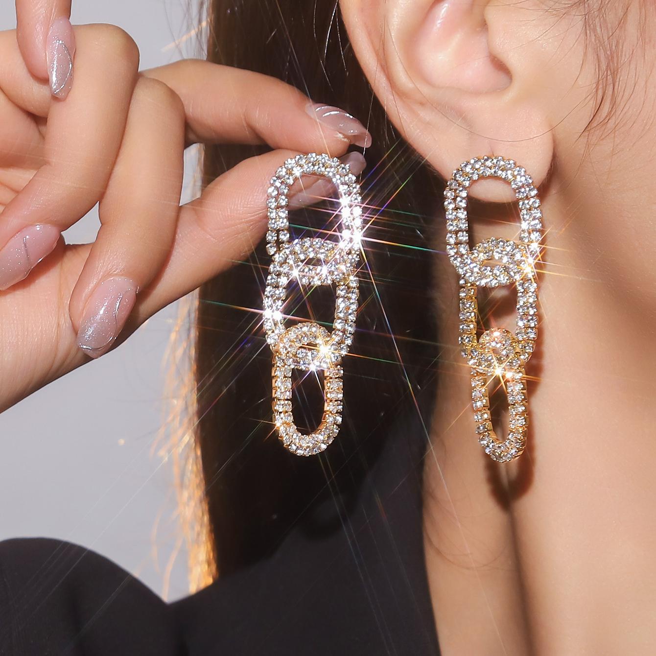 超闪轻奢高级感链条长款耳环百搭