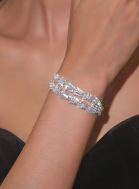 施家华子精致时尚奢华超闪满钻手链女 高档小众气质锆石手饰