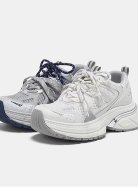 专柜正品百思图2025秋款女鞋网面老爹鞋厚底运动休闲鞋B8662CM5