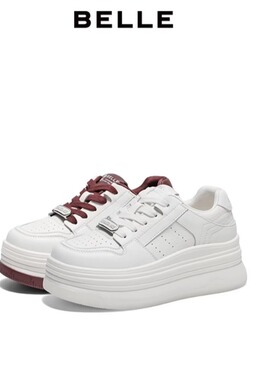 专柜正品百丽2025春新款女鞋厚底增高小白鞋运动休闲板鞋D4M1DAM5