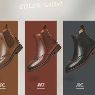 专柜正品拔佳2025冬款女靴切尔西靴英伦风粗跟通勤短筒靴ATA44DD5