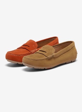 专柜正品拔佳2024秋款女鞋软欧乐福鞋复古百搭软底开车鞋AE259CA4