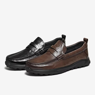 纯色舒适百搭商务休闲皮鞋 专柜正品 男鞋 新款 VRG01AM6 他她2026春季