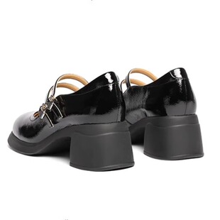 百丽2025秋季 浅口单鞋 新款 复古厚底玛丽珍鞋 3A616CQ5 女鞋 专柜正品