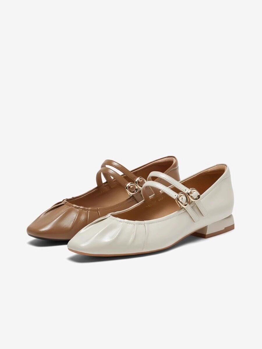 专柜正品百思图2024春新款女鞋时髦法式玛丽珍鞋粗跟单鞋tsq33aq4