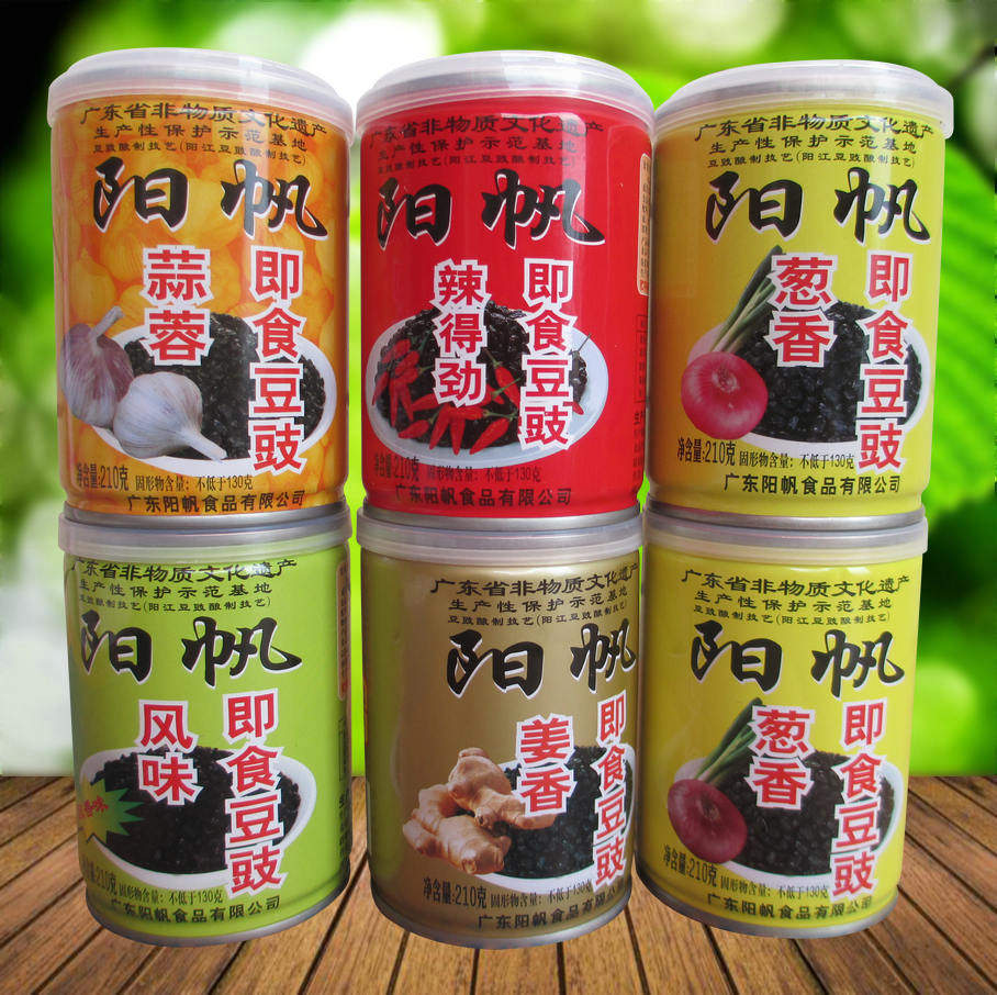 23省包邮阳江特产6罐装阳江豆豉广东阳帆牌即食豆豉210g豆鼓5种味