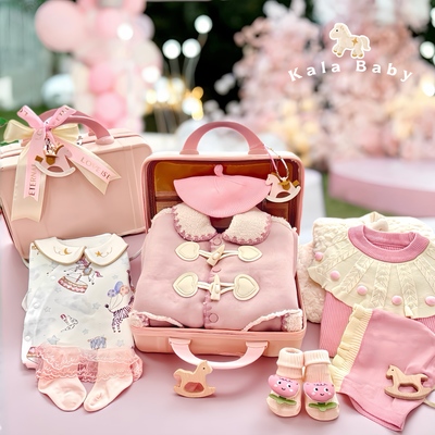 马年初生婴儿纯棉衣服满月礼女宝宝公主裙新生儿高端送礼送产妇