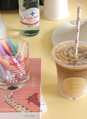 韩国INS同款少女心樱桃图案加厚纸吸管装饰一次性吸管热冷饮吸管