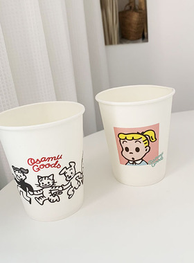The owls House原创可爱民宿餐厅一次性纸杯热水咖啡杯防烫加厚
