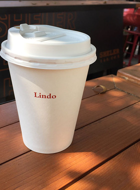 白色纸杯带盖吸管杯高颜值家用咖啡杯双层淋膜冷饮热饮纸杯一次性