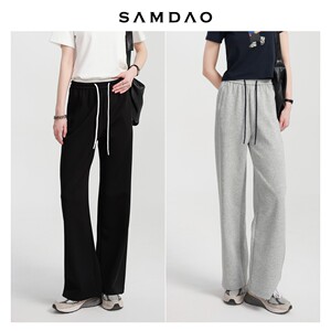 SAMDAO 凉爽感 夏季 版型好 显瘦阔腿高腰显腿长卫裤女休闲长裤子