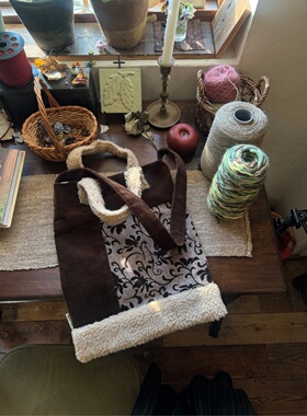 售完无补 oneblue nook 波点灯芯绒拼接单肩手提两用包