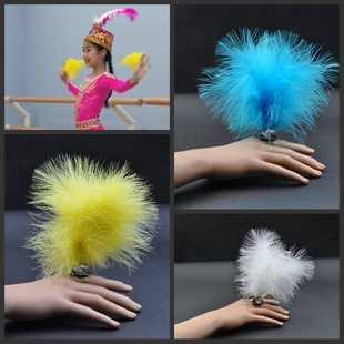 立式翘起直立羽毛男女戒指网红主播儿童表演演出走秀舞蹈开口指环