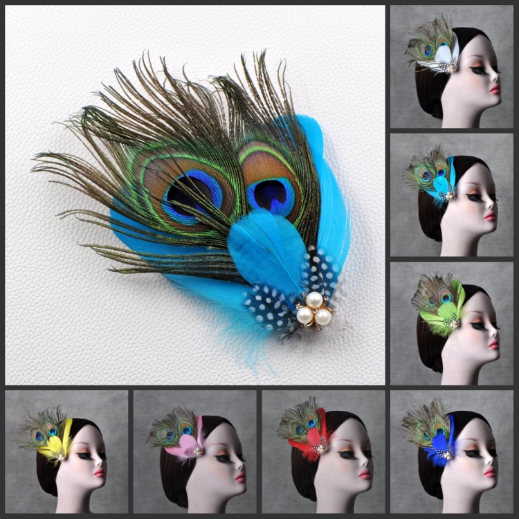 傣族杨丽萍舞蹈演出表演走秀儿童女成人孔雀羽毛头饰头花发夹边夹