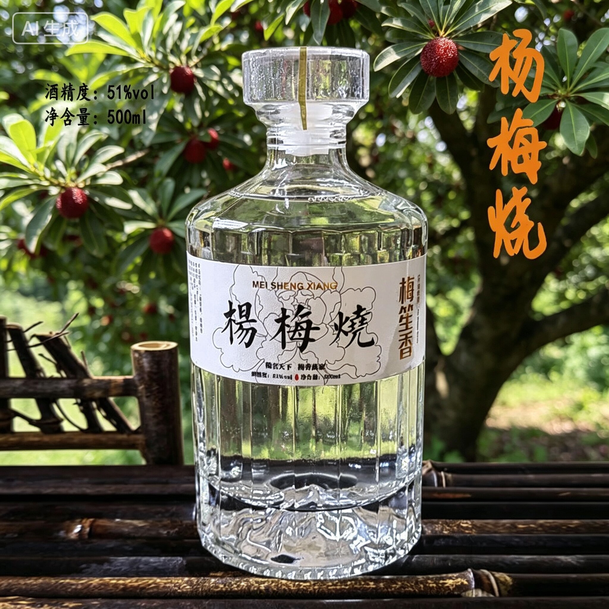 浙江农家特产 高度水果烧酒500ML 纯手工自酿51度 五年陈无添加