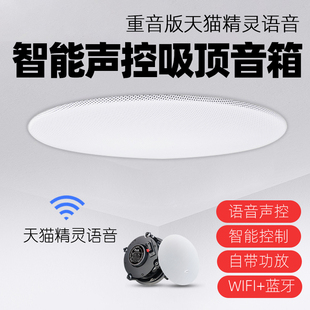 重音版天猫精灵语音智能吸顶音箱wifi喇叭蓝牙音响智能家居控制