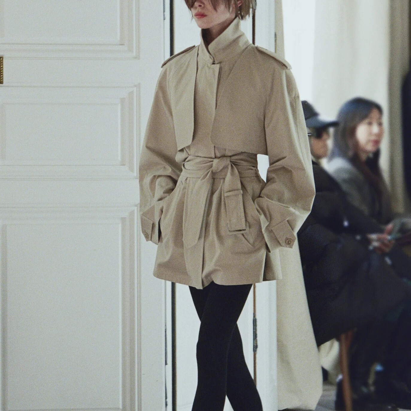 2026早春新款 走秀款 修身真两件套复古英伦老钱风中长款风衣外套