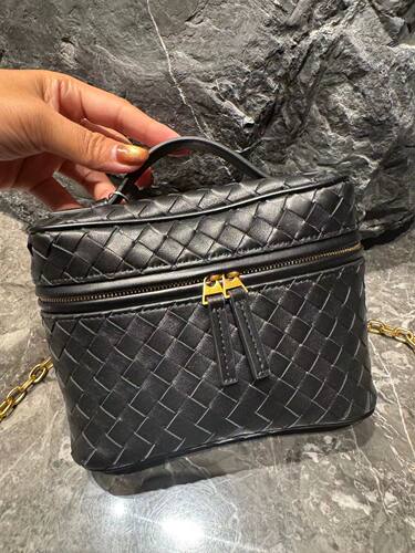 2025新款bv系例编织头层羊皮化妆盒子高品质女士链条单肩包斜挎包