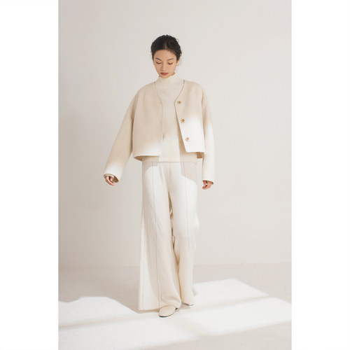 yuanyin复古上衣极简短款羊毛