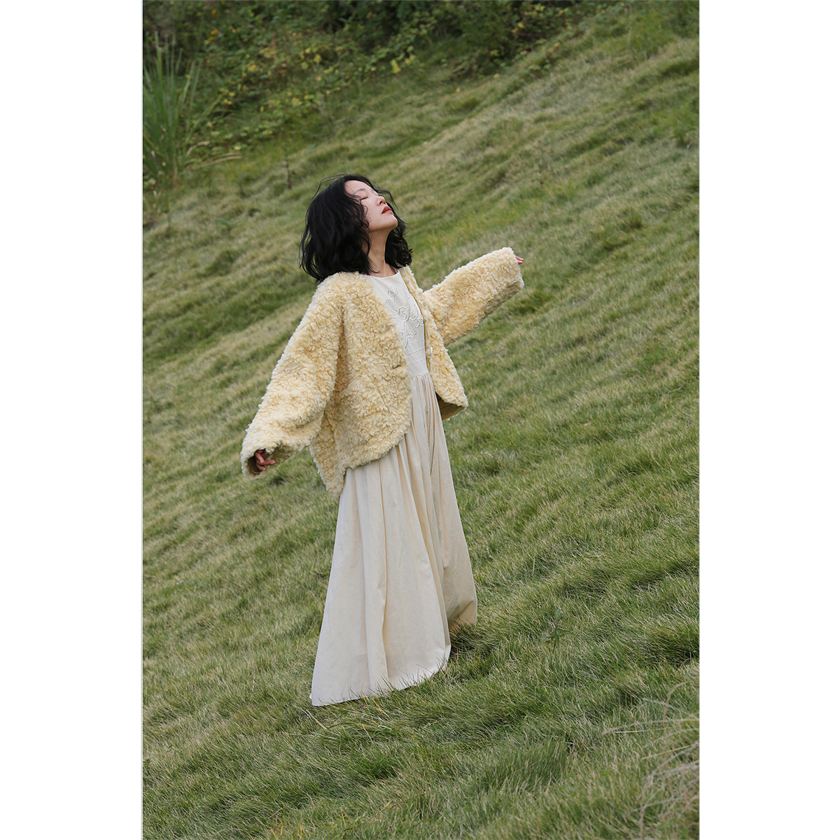原隐复古短款羊羔毛毛毛外套