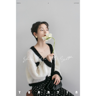 独特超好看马海毛开衫 上衣小香风法式 外搭高级感配裙子 短款 初秋季