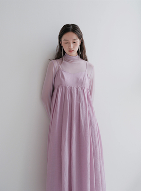 原隐YuanYin复古ins小众法式打底衫chic透视极简优雅紫色白上衣女