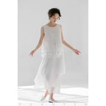 原隐YuanYin夏装设计chic棉不规则优雅绑带刺绣白色半身裙长裙女