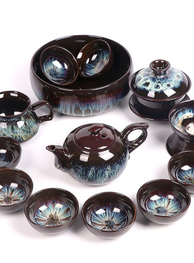 陶瓷砂金油滴釉礼盒装功夫茶具