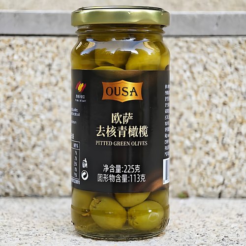 西班牙去核青橄榄罐头盐水浸即食