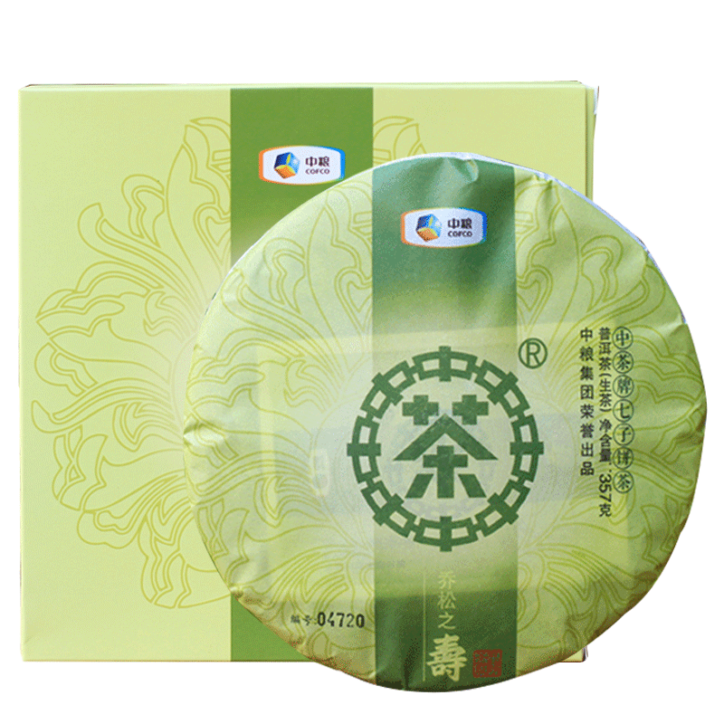 中茶 普洱茶 2016年中茶乔松之寿普洱茶生茶七子饼357g茶叶
