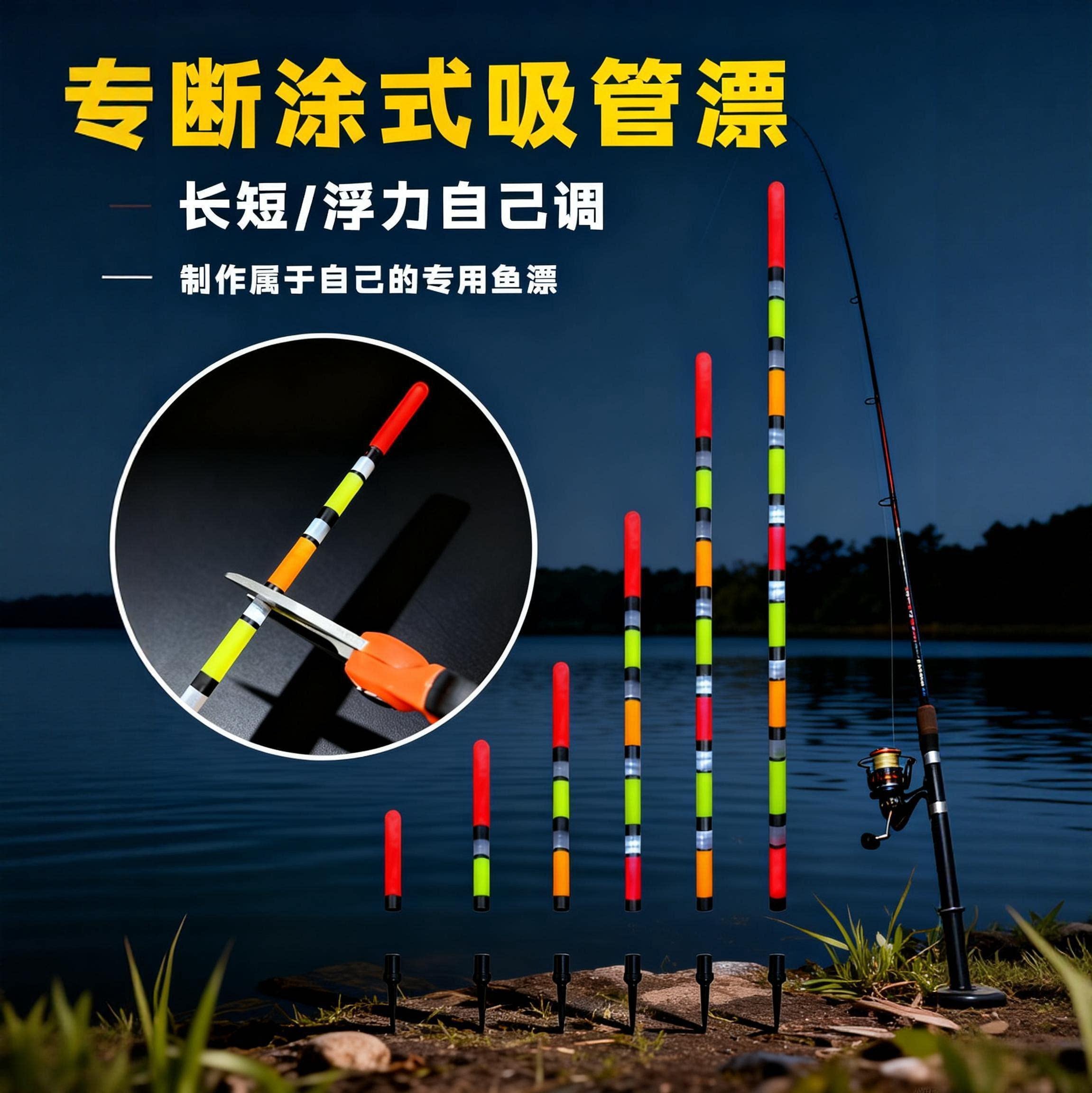 DIY吸管漂创意水晶塑料钓鱼浮漂传统软尾漂大浮力醒目浮漂空心尾