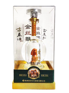古秦洋秦岭四宝金丝猴浓香型46度500ml纯粮食白酒固态发酵酿造