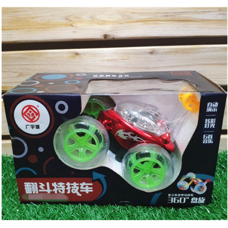 6616盒装遥控充电特技车灯光音乐翻滚特技车男孩儿童玩具学生礼品
