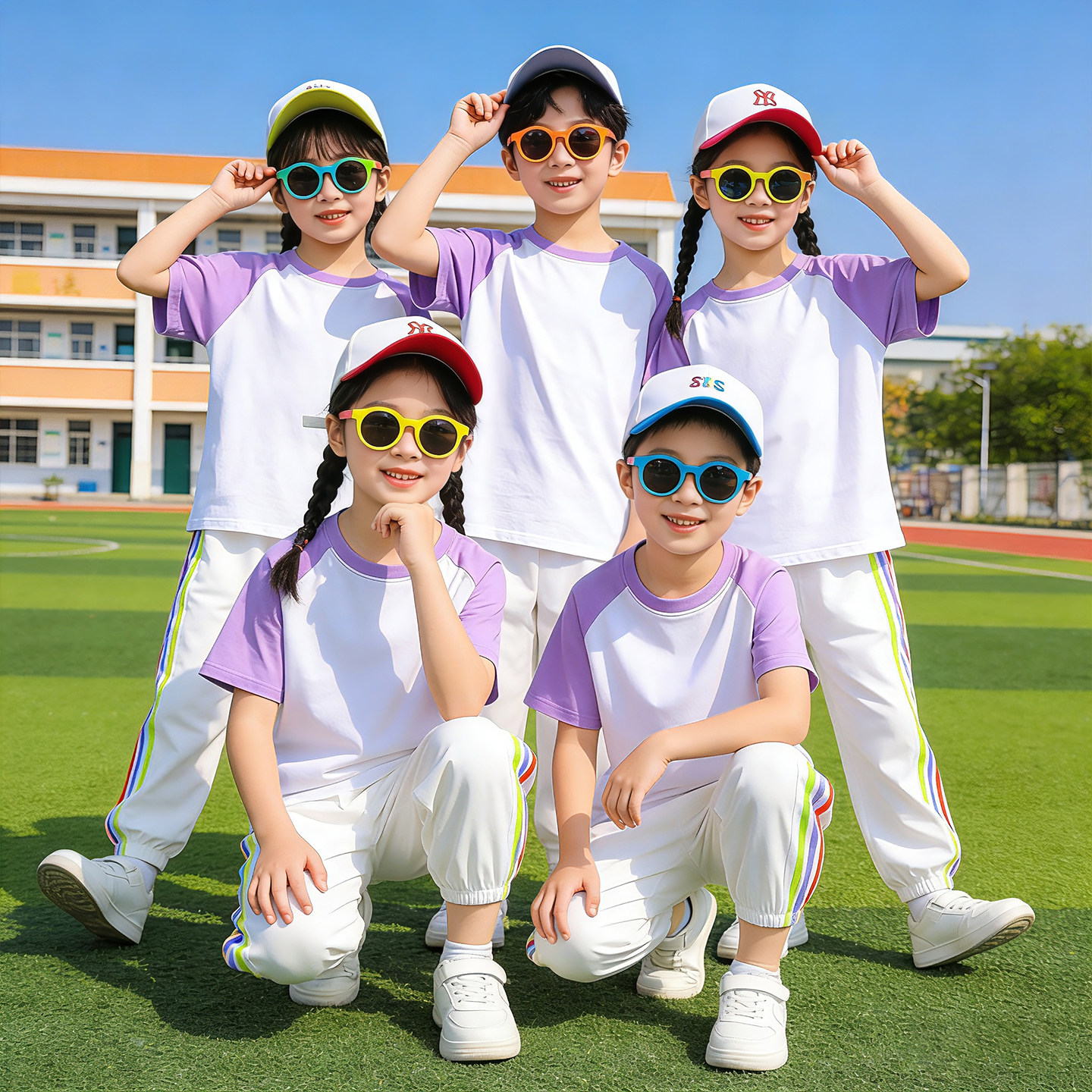 六一儿童啦啦队演出服幼儿园小学生运动会班服男童女童多巴胺套装