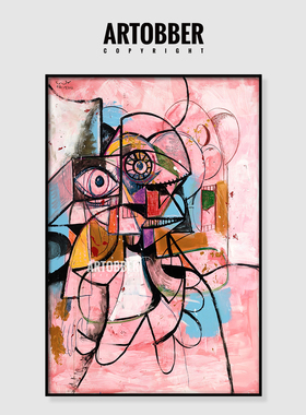 George Condo潮流艺术客厅餐厅动漫大尺寸装饰画卧室玄关高清挂画