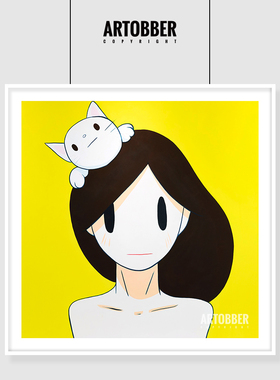 Takeru Amano天野健复刻版画猫咪少女潮流艺术客厅卧室挂画装饰画
