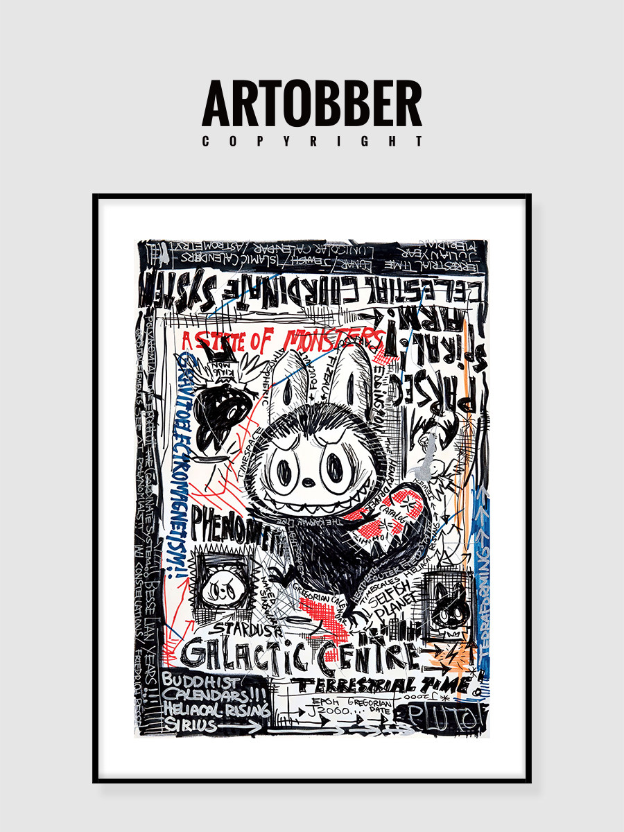 龙家升labubu网红版画潮流艺术装饰画客厅卧室书办公室房高清挂画