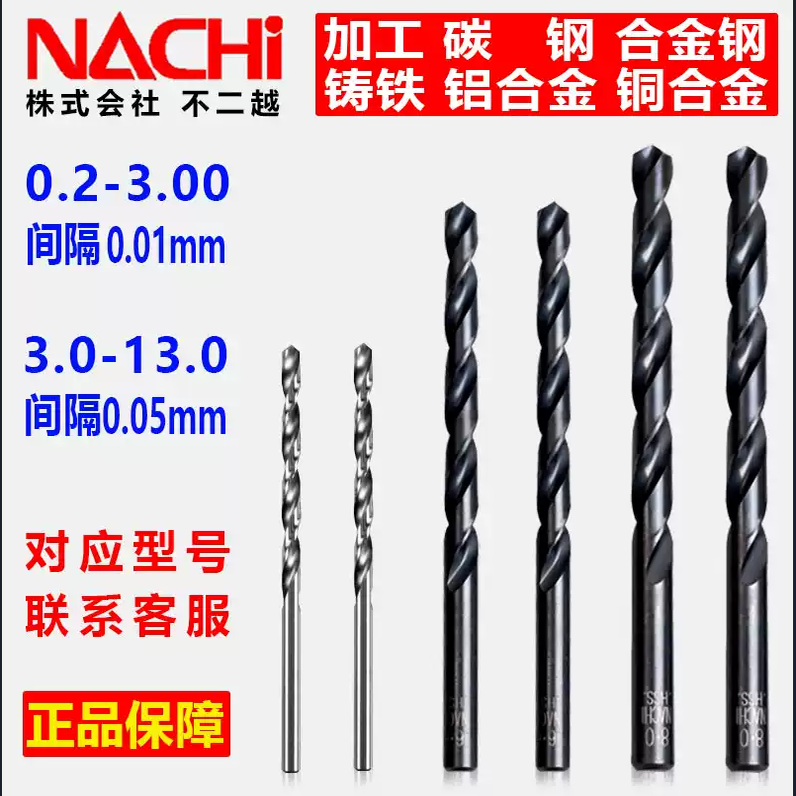 日本进口NACHI不二越HSS高性能高速钢直柄钻头L500 3.8拍前询客服