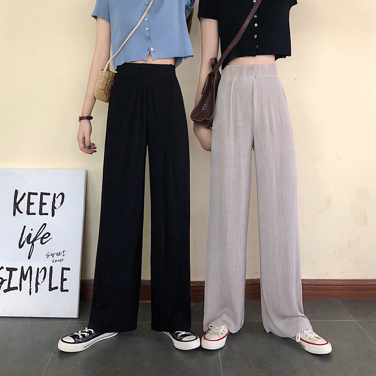 Real price real shot new Korean high waist thin wide leg pants drop feeling straight tube versatile casual pants female student pants