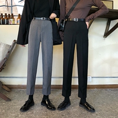 Korean high waist slim casual pants women's Capris vertical smoke tube suit pants