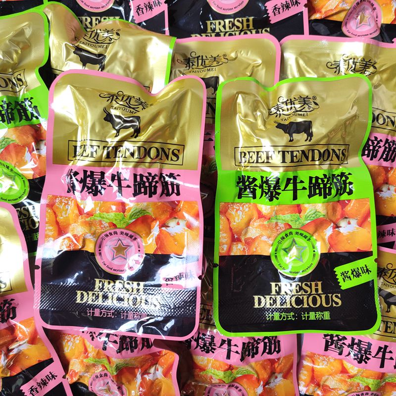 泰优美酱爆牛蹄筋酱爆味香辣味酱卤熟食独立小包装500g即食零食