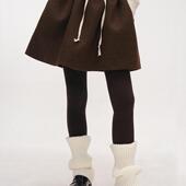 谭烟米 榛果棕秋冬复合挺阔毛呢显腿细短裙伞裙藏胯蓬蓬短半身裙