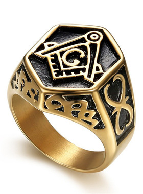 欧美光明会全视之眼钛钢戒指男