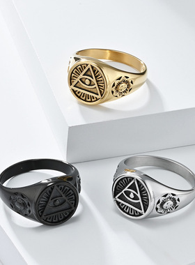 荷鲁斯之眼全视之眼钛钢戒指男